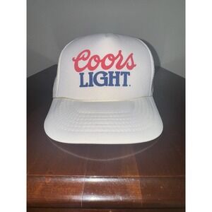 Vintage Style Coors Light Beer Trucker Hat Mesh Snapback White Red Blue USA